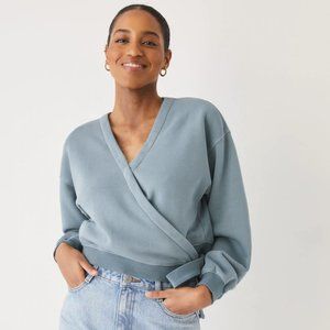 Frank & Oak Fleece Wrap Top in Dark Teal
